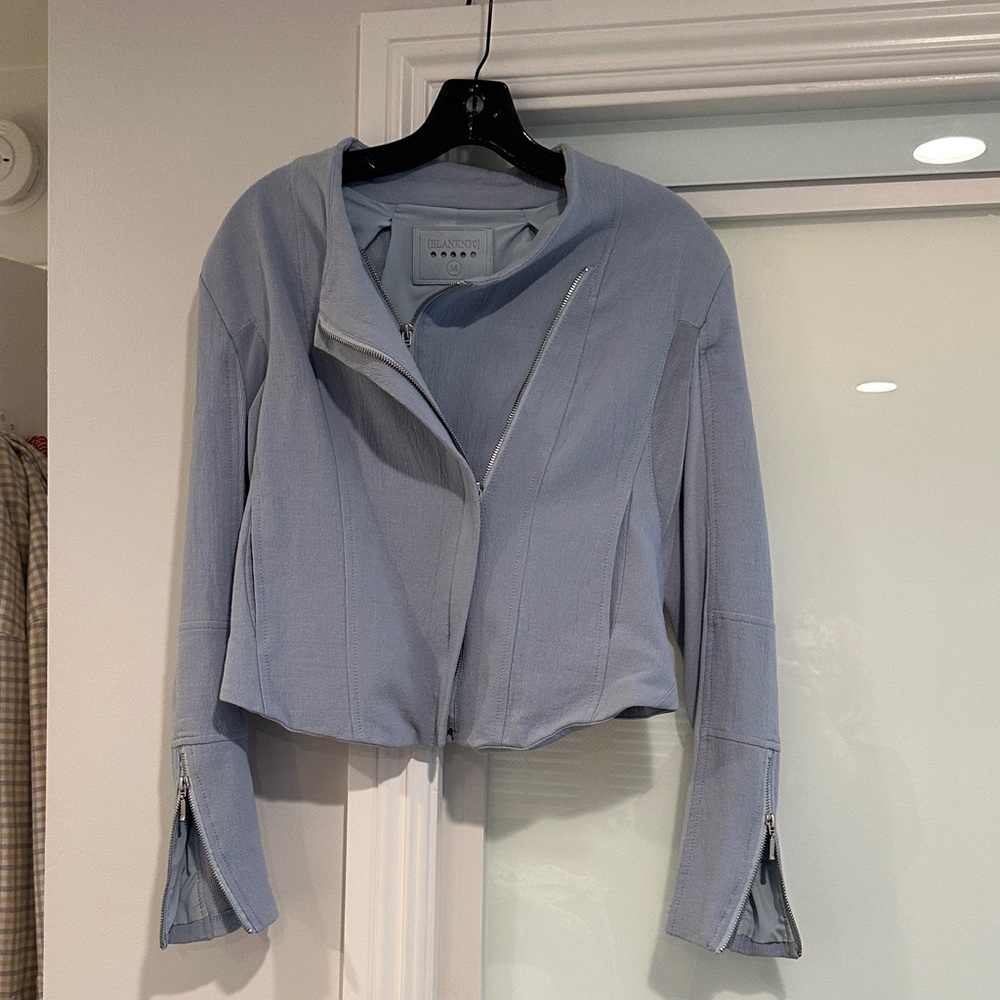 Blank NYC Powder Blue Cropped Biker Jacket